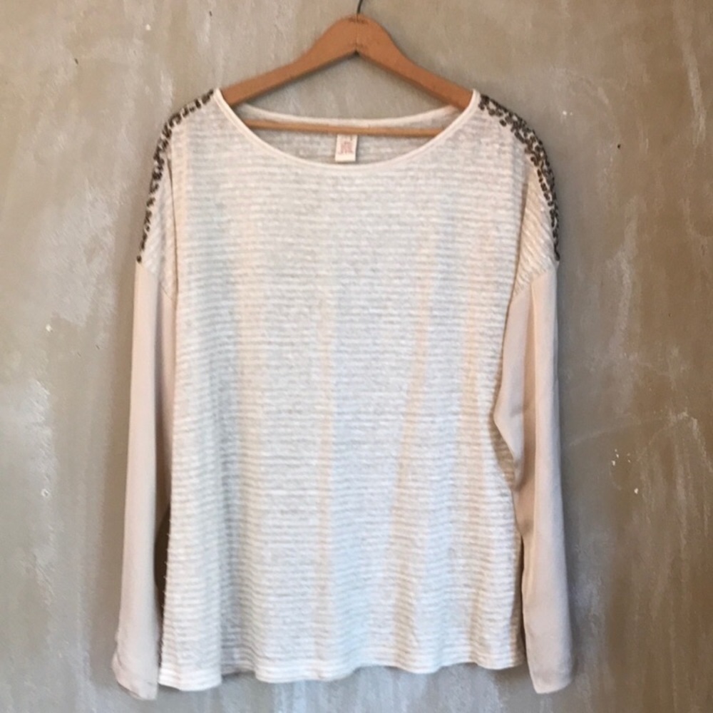 🥶😀Sundance - Linen & Silk Sequin & Stud Accents - L - Picture 1 of 6